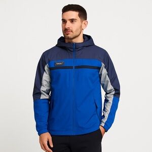 COLUMBIA MEN’S PACKABLE HOODED JACKET BLUE SIZE L